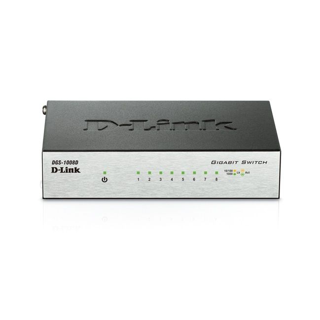 Комутатор D-Link DGS-1008D 8xGE, Некерований, корпус пластик
