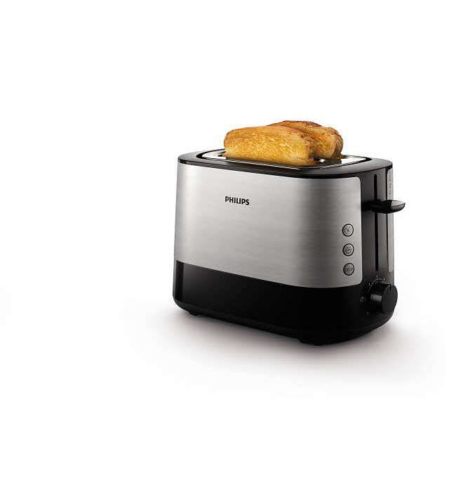 Тостер Philips WiWa Collection 1050Вт, метал/пластик, чорний