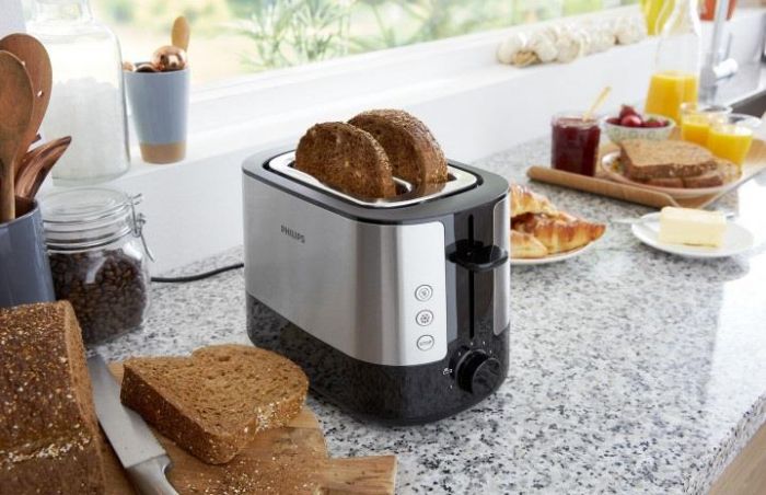 Тостер Philips WiWa Collection 1050Вт, метал/пластик, чорний