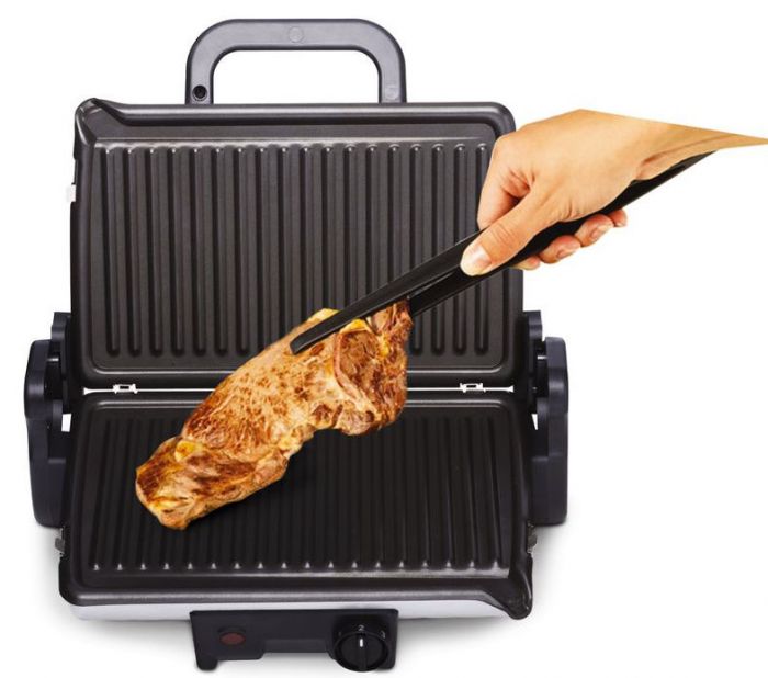 Гриль Tefal прижимний MinuteGrill 1600Вт, темп. режимів-3, з`ємні пластини, розкриття на 180°, метал