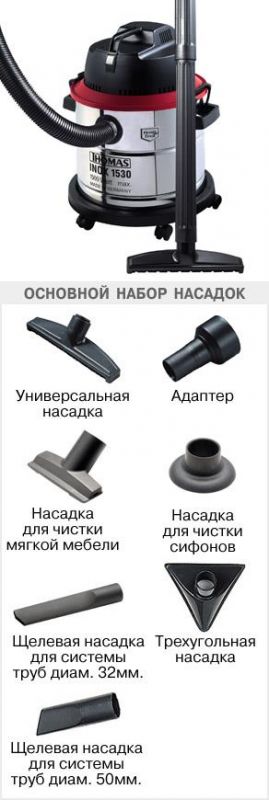Пилосос Thomas миючий INOX 1530 PRO, 1500Вт, вода -30л, Aquafilter, сірий