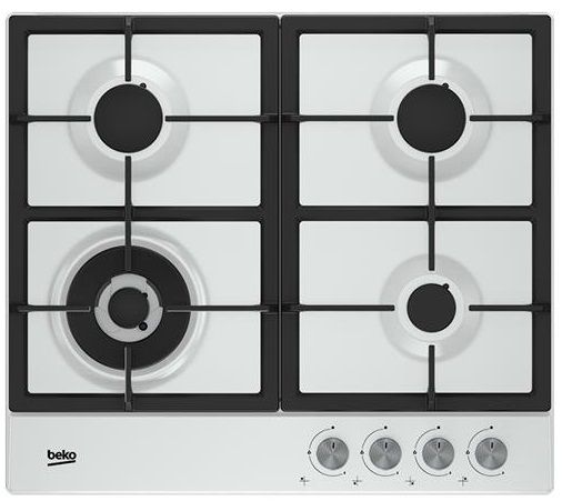 Варильна поверхня Beko газова, 60см, чавун, білий