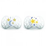 Пустушка Nuvita Air 0міс+, ортодонтична, 2шт, світиться в темряві