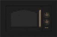 Мікрохвильова піч Gorenje вбудовувана Retro, 23л, міх. управл., 800Вт, гриль, чорний