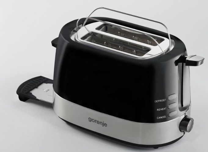 Тостер  Gorenje, 850Вт, пластик/ металл , функц. розморож, автовідключення, чорний