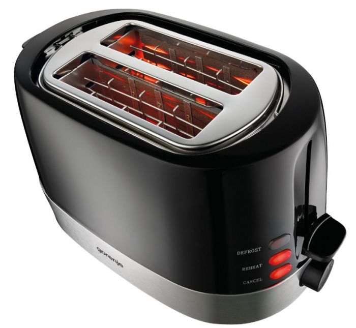 Тостер  Gorenje, 850Вт, пластик/ металл , функц. розморож, автовідключення, чорний