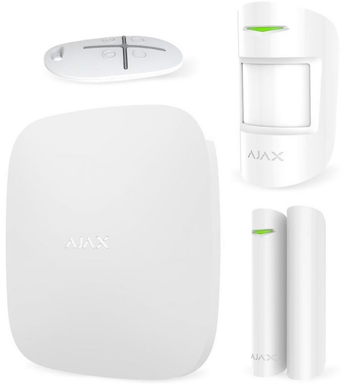 Комплект охоронної сигналізації Ajax StarterKit, hub, motionprotect, doorprotect, spacecontrol, jeweller, бездротовий, білий (20288.56.WH1)