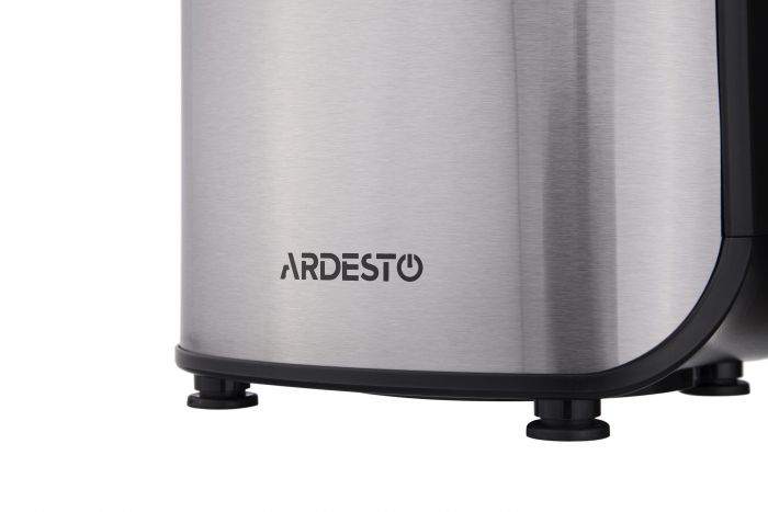 Соковитискач Ardesto шнековий 200Вт, чаша-0.6л, жмих-0.6л, пластик/метал, сріблясто-чорний