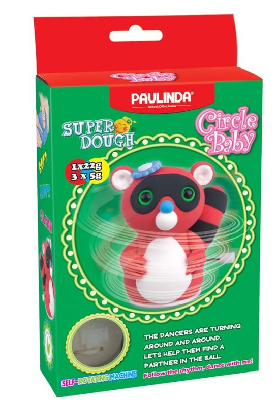 Маса для ліплення Paulinda Super Dough Circle Baby Єнот заводний механізм, крутиться, червоний