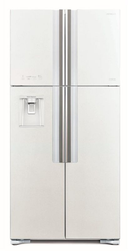 Холодильник Hitachi багатодверний, 184x86х75, холод.відд.-396л, мороз.відд.-144л, 4дв., А+, NF, інв., зона нульова, диспенсер, білий (скло)