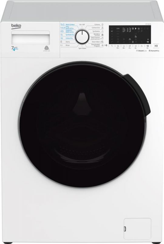 Прально-сушильна машина Beko фронтальна, 7(4)кг, 1200, B, 45см, дисплей, білий