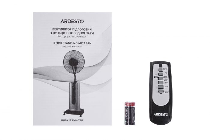 Вентилятор ARDESTO підлоговий, 47см, 100Вт, пульт ДК, дисплей, зі зволоженням, чорно-сірий