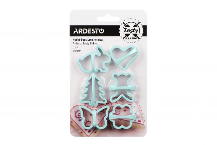 Набір форм для печива Ardesto Tasty baking, 6шт, пластик, блакитний