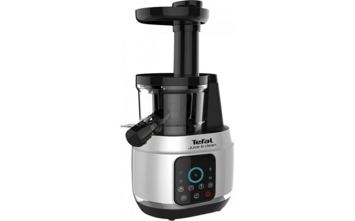 Соковитискач Tefal Juice&Clean шнековий 150Вт, чаша-0.8л, жмих-0.8л, пластик, сріблясто-чорний
