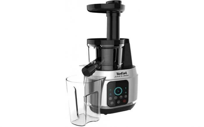 Соковитискач Tefal Juice&Clean шнековий 150Вт, чаша-0.8л, жмих-0.8л, пластик, сріблясто-чорний