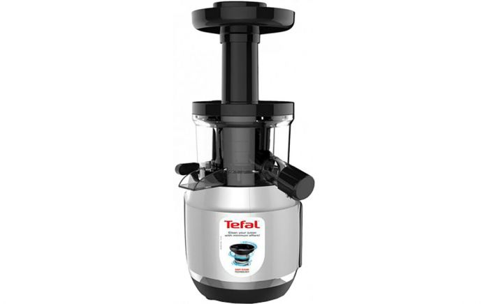 Соковитискач Tefal Juice&Clean шнековий 150Вт, чаша-0.8л, жмих-0.8л, пластик, сріблясто-чорний