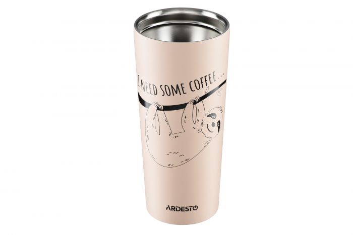 Термокухоль Ardesto Coffee time Bradypus, 450мл, нержавіюча сталь, бежевий
