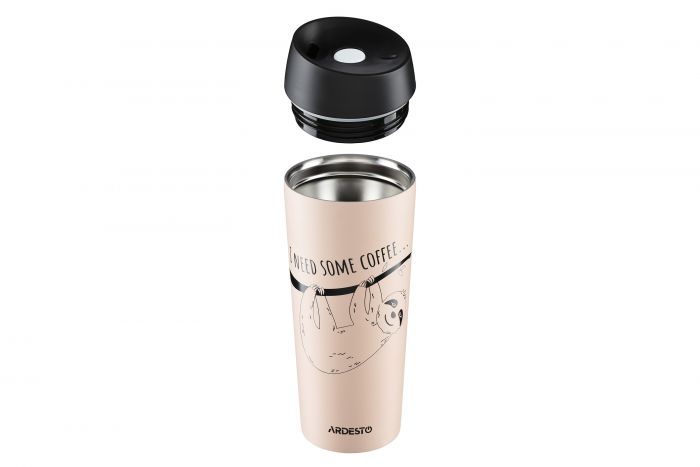 Термокухоль Ardesto Coffee time Bradypus, 450мл, нержавіюча сталь, бежевий