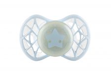 Пустушка Nuvita Air55 Cool 0міс+, ортодонтична, з ковпачком, світиться у темряві, зірка, аквамариновий