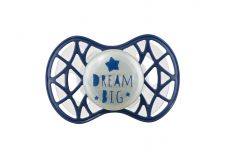 Пустушка Nuvita Air55 Cool 6міс+, симетрична, з ковпачком, світиться у темряві, DREAM BIG темно-синій