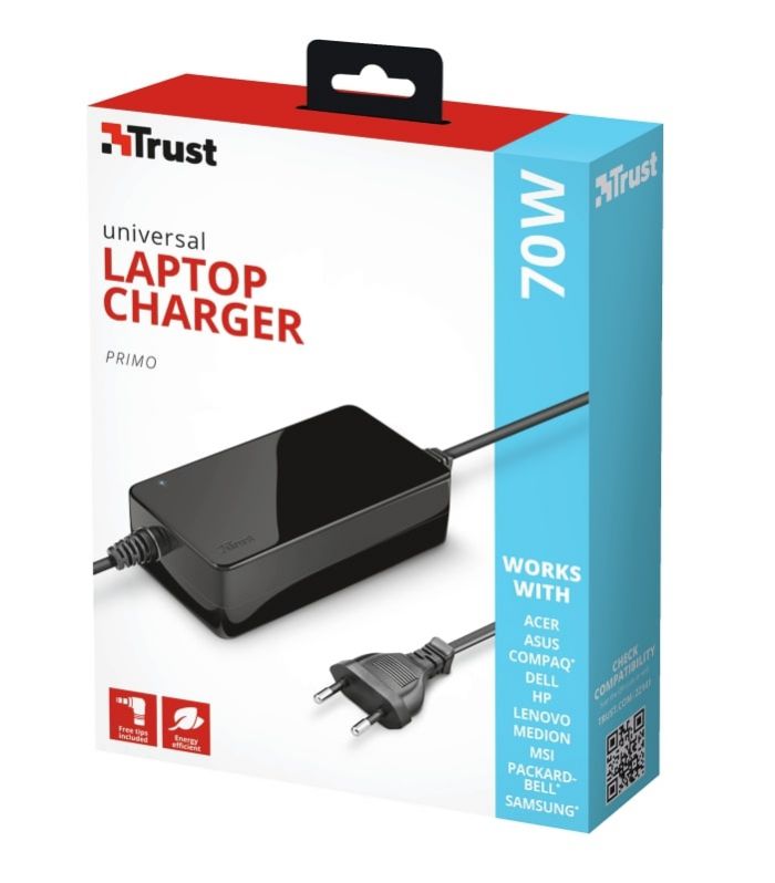 Адаптер живлення Trust Primo 70W-19V Universal Laptop Charger, чорний