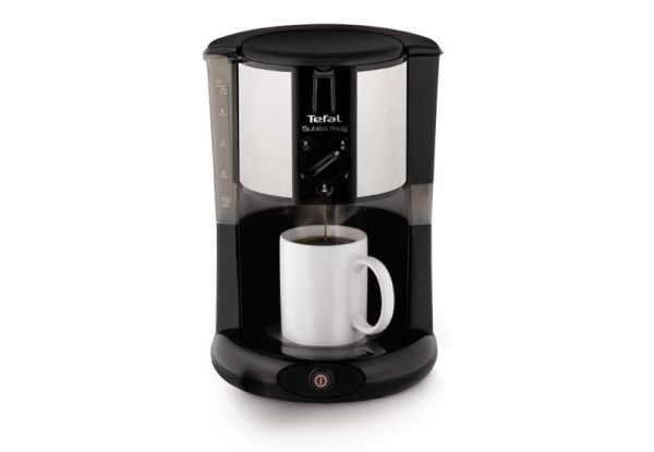 Кавоварка Tefal крапельна Subito Mug 1.25л, мелена, чорно-сріблястий