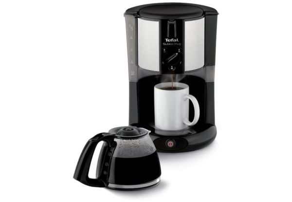 Кавоварка Tefal крапельна Subito Mug 1.25л, мелена, чорно-сріблястий