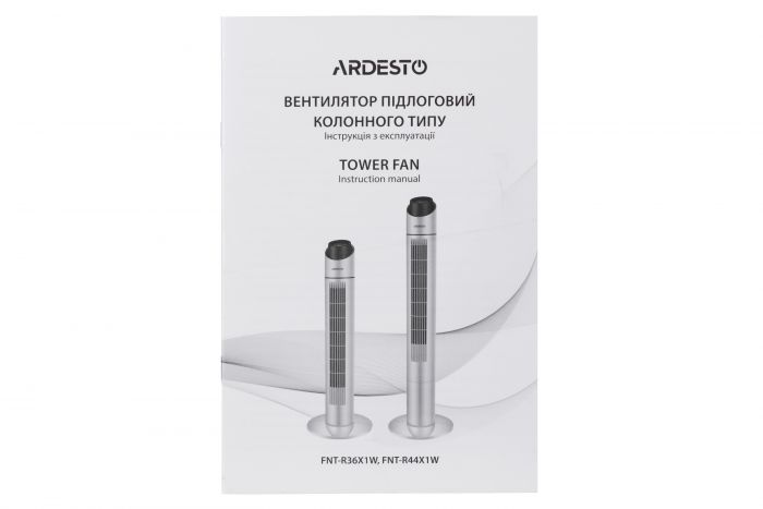 Вентилятор ARDESTO FNT-R36X1W колонний, 90см, 50Вт, пульт ДК, дисплей, чорно-білий