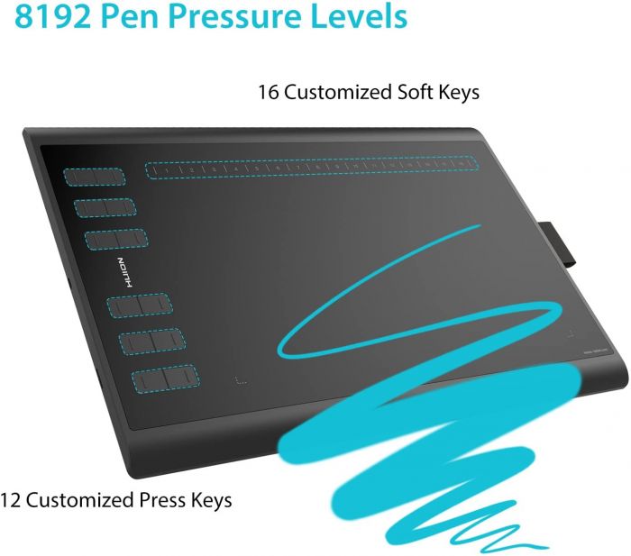 Графічний планшет Huion 10"x6.2" H1060P, MicroUSB, чорний