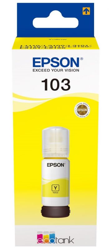 Контейнер з чорнилом Epson 103 EcoTank L1110/L1250/L3100/L3101/L3110/L3150/L3151/L3156/L3200/L3201/L3250/L3251/L3256/L3260/L3266/L3550/L3560/L5190/L5590/L5290  yellow