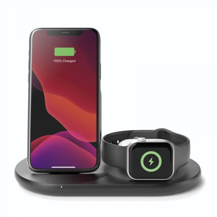 Зарядний пристрій бездротовий Belkin 3в1 iPhone/Watch/AirPods, чорний