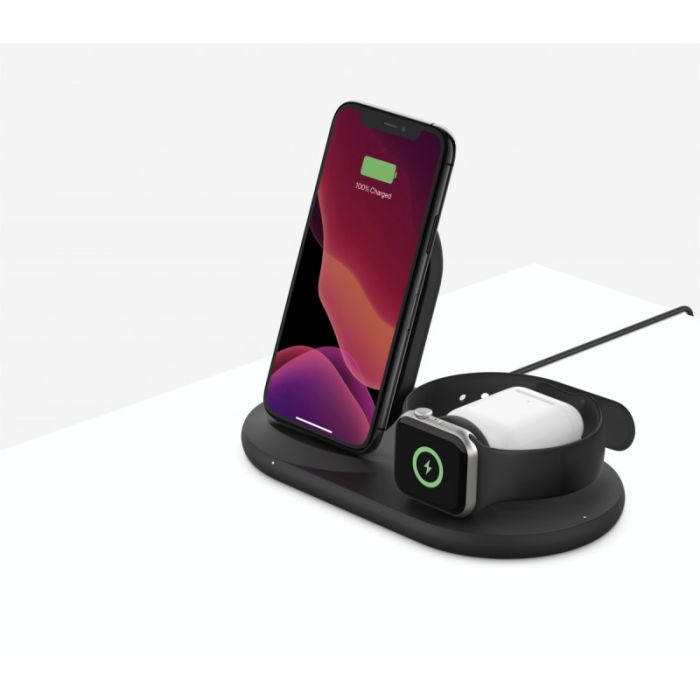 Зарядний пристрій бездротовий Belkin 3в1 iPhone/Watch/AirPods, чорний