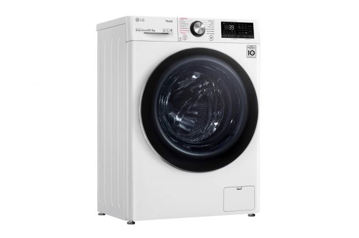 Прально-сушильна машина LG фронтальна, 8.5(5)кг, 1200, А, 47см, дисплей, пара, інвертор, білий