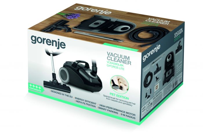 Пилосос Gorenje мішковий, 700Вт, 3л, HEPA, щітка Xpand Zone, телескоп, чорний