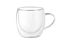 Набір чашок з ручками з подвійними стінками Ardesto, 300мл, 9.2см, 2шт, боросилікатне скло, прозорий