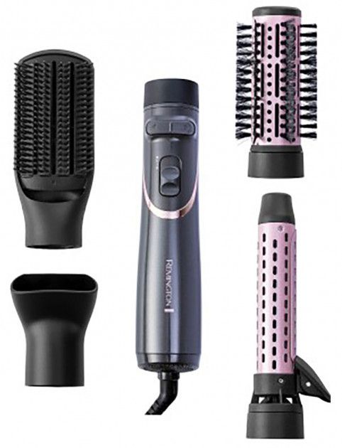 Фен-щітка Remington Curl & Straight Confidence, 800Вт, 2 режими, іоніз-я, оберт., хол. обдув,кейс, кераміка, сірий