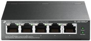 Комутатор TP-LINK TL-SG1005LP 5xGE (4xPoE), 40Вт, Некерований