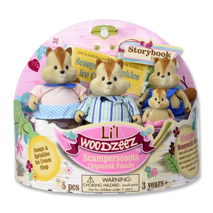 Набір фігурок Li`l Woodzeez Сім'я Бурундуків 4од, книжка EN