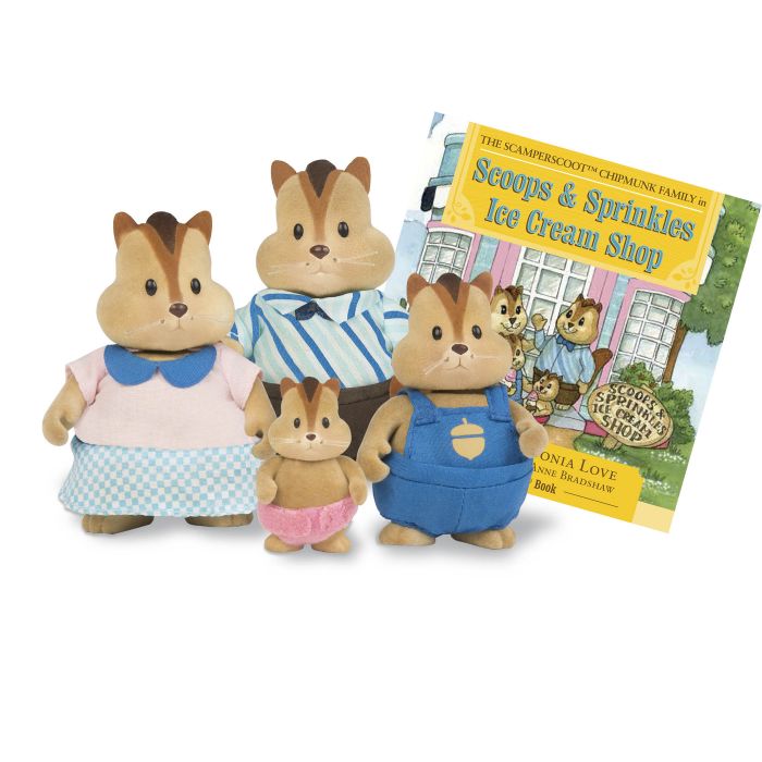 Набір фігурок Li`l Woodzeez Сім'я Бурундуків 4од, книжка EN