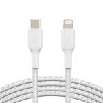 Кабель USB-C > Lightning заряджання/синхронізації Belkin 1м, 30Вт, Type-C, плетений, білий