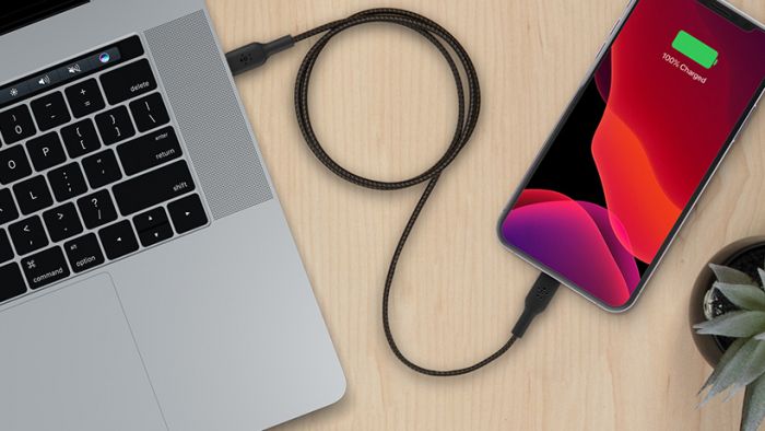 Кабель USB-C > Lightning заряджання/синхронізації Belkin 1м, 30Вт, Type-C, плетений, білий