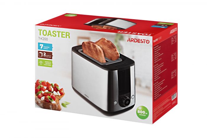 Тостер Ardesto Steel Collection 800Вт, метал/пластик, сріблясто-чорний
