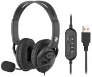 Гарнітура ПК стерео Over-ear 2E CH13 USB, omni-mic, 2м, чорний