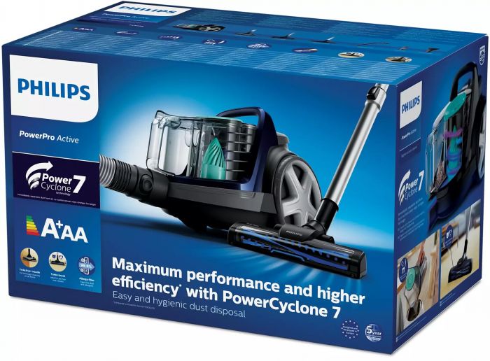 Пилосос Philips контейнерний 5000 series, 900Вт, конт пил -1,5л, НЕРА, турбощітка, синій