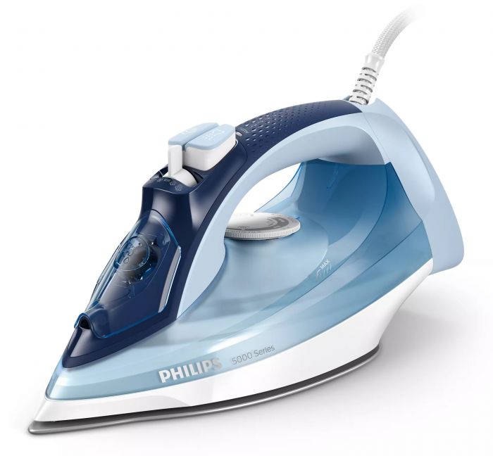 Праска Philips 5000 Series, 2400Вт, 320мл, паровий удар -180гр, постійна пара - 45гр, керам. підошва, голубий