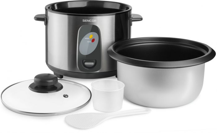 Рисоварка Sencor, 500Вт, чаша-1,5л, електр. керування , знімна кришка, нерж. сталь, сірий