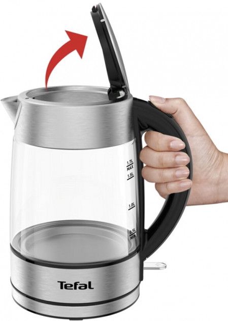Електрочайник Tefal Glass Kettle 1.7л, скло, з підсвіткою, сріблясто-чорний