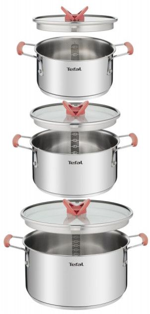Набір посуду Tefal Opti Space, 6предметів, нержавіюча сталь, силікон, скло