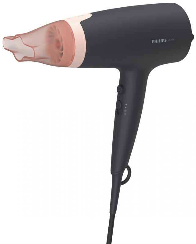 Фен Philips 3000 Series, 2100Вт, 3 режими, іонізація, хол. обдув, чорно-рожевий