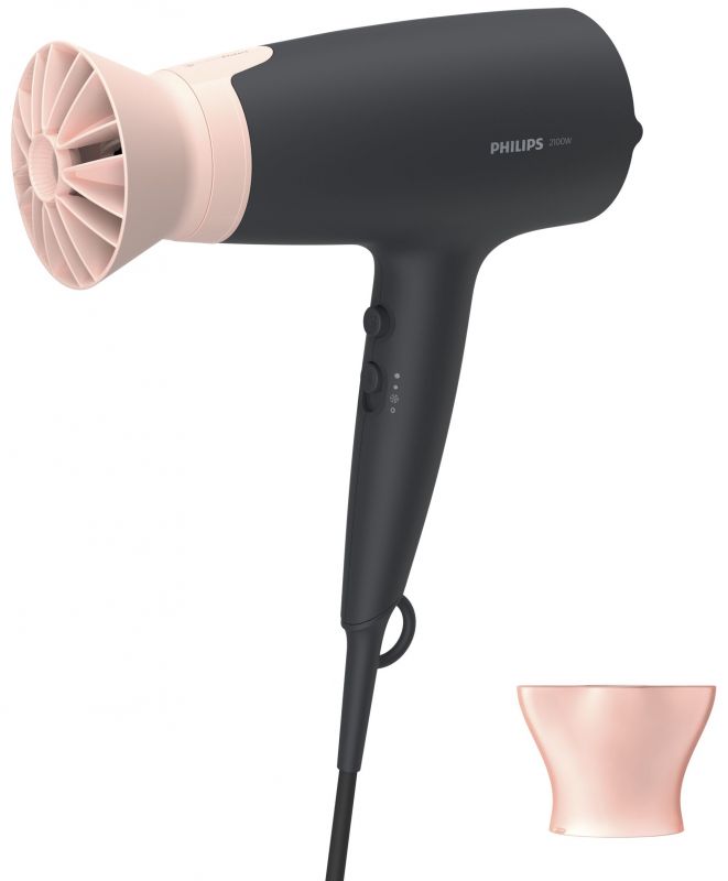 Фен Philips 3000 Series, 2100Вт, 3 режими, іонізація, хол. обдув, чорно-рожевий